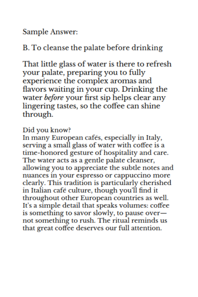 Coffee Trivia quiz answer